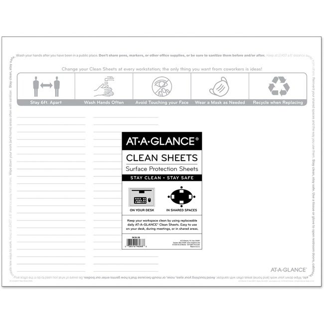 ACCO Brands AT-A-GLANCE Sheet Disposable 22X17 25 Pack AAGSK2628