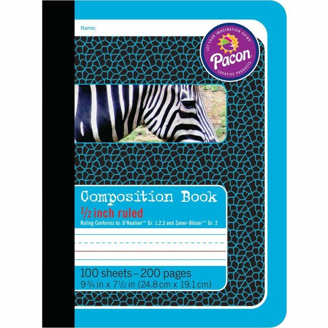 Pacon Corporation Book Comp 1/2" Blue Zebra PAC2425