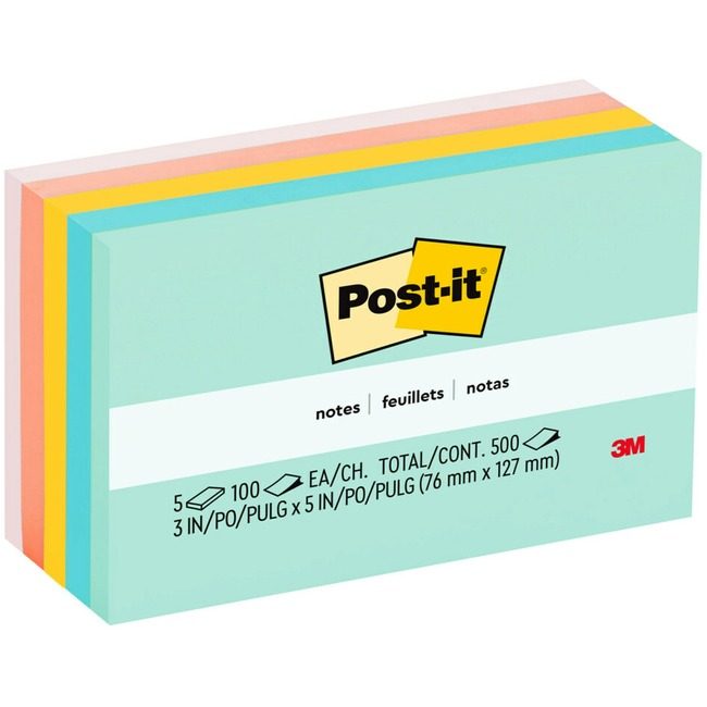 3M Company Note Post-It 3X5 5 Pack Assorted MMM655-AST