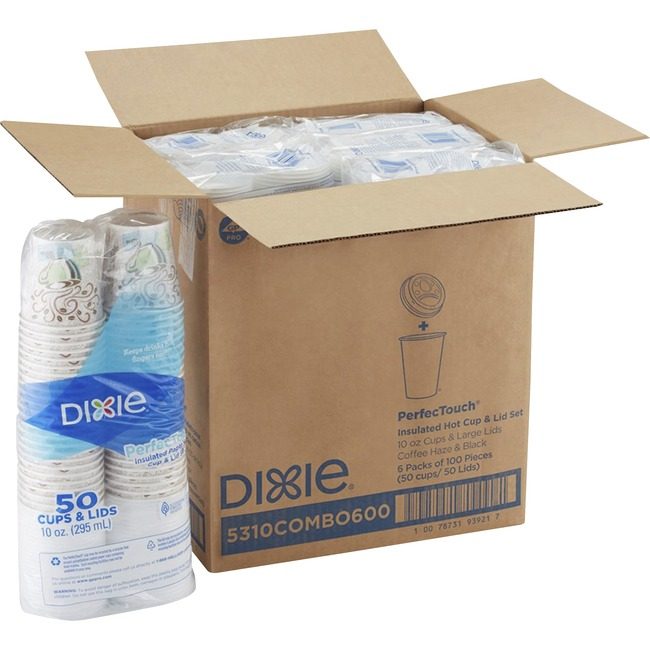 Georgia-Pacific Dixie Cup Paper Hot 10OZ W/Lids DXE5310COMBO6CT