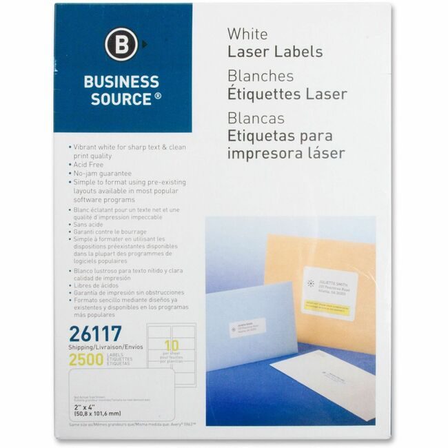 Business Source Label Ij/Lsr 2X4 We 2500 BSN26117