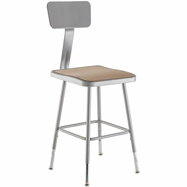 National Public Seating Stool 18-26IN Wood Sq Back NPS6318HB
