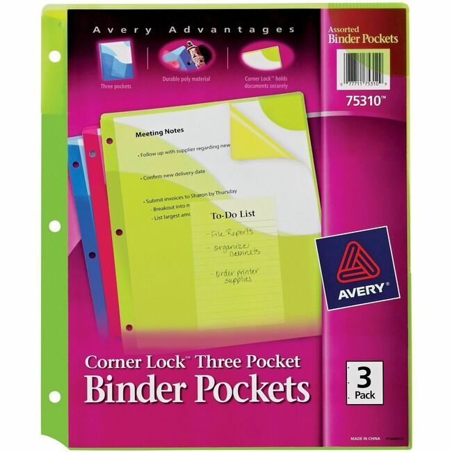 Avery Products Corporation Sleeve Plastic Crnrlock Assorted AVE75310