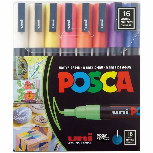 Mitsubishi Pencil Co. / uni-ball Marker Fine Point 16 Count Assorted UBCPC3M16C