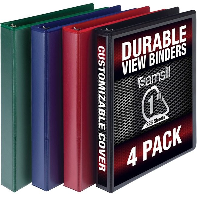 Samsill Binder Dur Vw 1"DR 4 Pack Assorted SAMMP46409