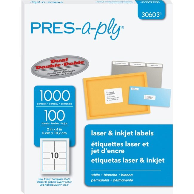 Avery Products Corporation Label Lsr/Inkjet 4X2 We 1M AVE30603