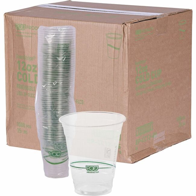 Eco-Products Cup Cold Pla Grnstrp 12OZ ECOEPCC12GSACT