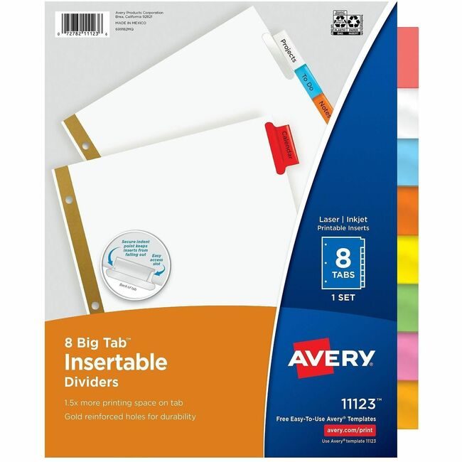 Avery Products Corporation Dividers Insert 8-TAB Multi AVE11123