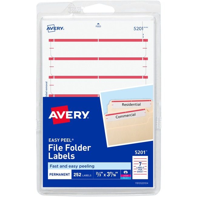 Avery Products Corporation Label Fldr Perm Lsr/Inkj Red AVE05201
