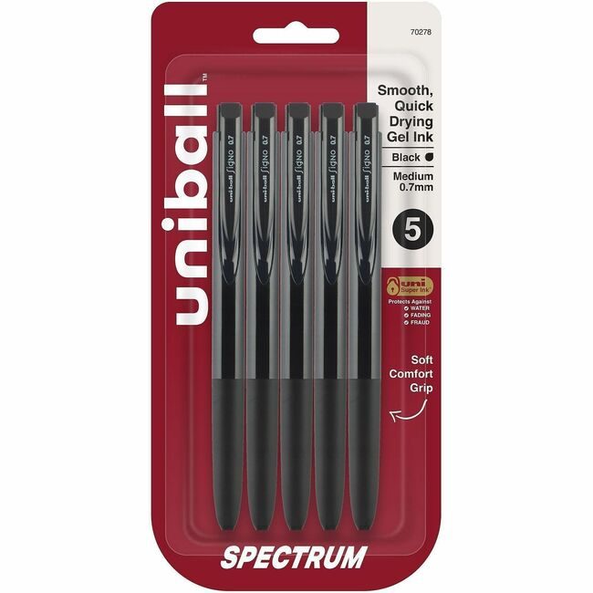 Mitsubishi Pencil Co. / uni-ball Pen Gel Spectrum 0.7MM 5 Pack Black UBC70278