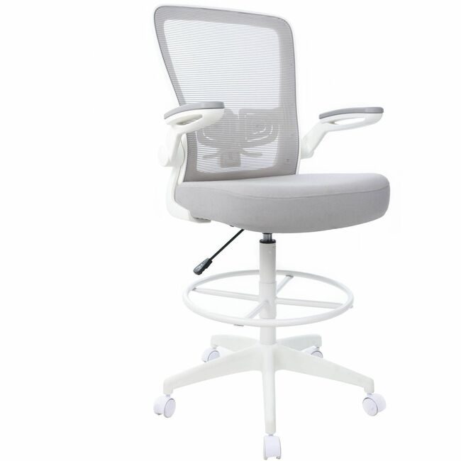 Boss Office Products Stool Mesh Fliparm White BOP16366WTGY