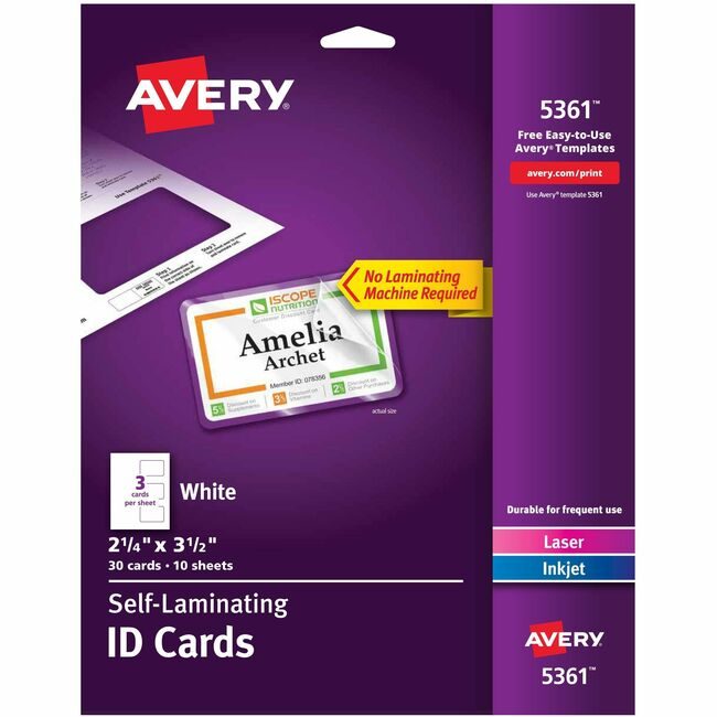 Avery Products Corporation Cards Id Laminatng Slfadhsv AVE5361