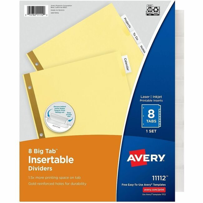 Avery Products Corporation Dividers Insert 8-TAB Clear AVE11112