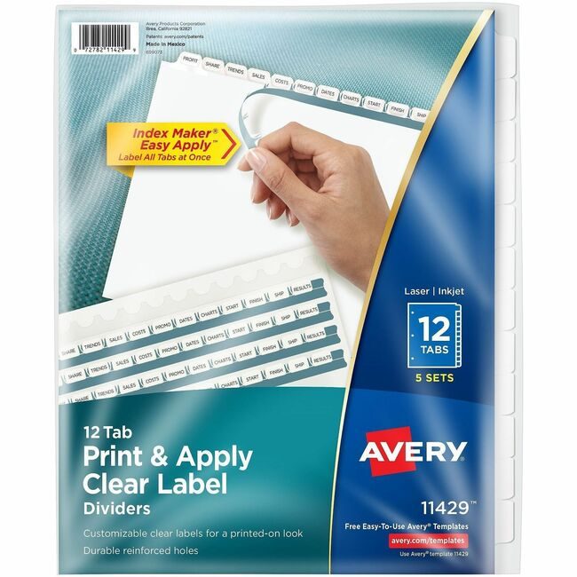 Avery Products Corporation Dividers Index Reg Tab 12TB AVE11429