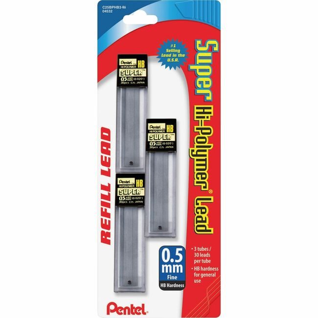Pentel of America Refill Lead 0.5MM 3 Pack PENC25BPHB3K6
