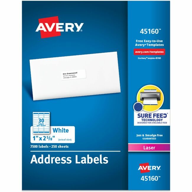 Avery Products Corporation Label Laser 1X2.6 We 7500 AVE45160