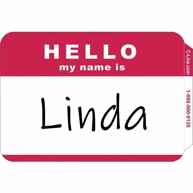 C-Line Products Badge Ss Hello/Name Red 100 CLI92234
