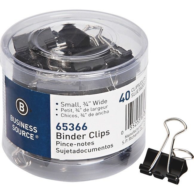 Business Source Clip Binder Small Black 40 Count BSN65366