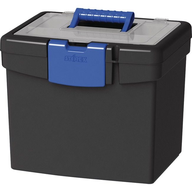 Storex Box File W/Xl Lid Blk/Blu STX61415B02C