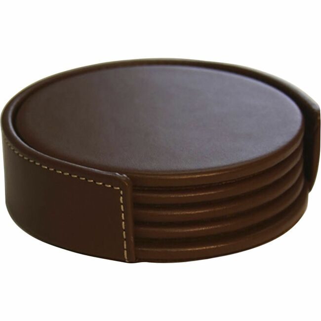 Dacasso Coaster Set Lthr Rustic Bn DACA3245