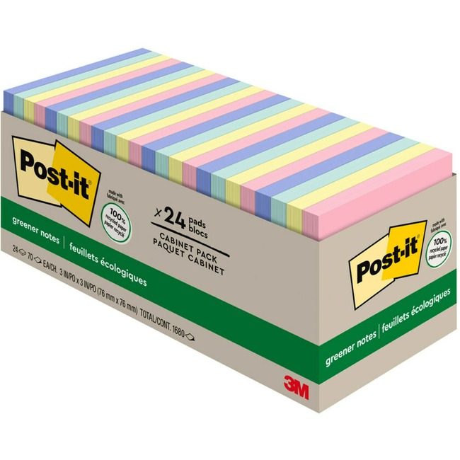 3M Company Note Post-It Rcyc 3X3 24 Pack MMM654R-24CP-AP