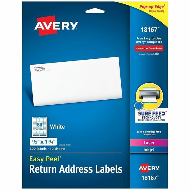 Avery Products Corporation Label Ra 80UP Ij AVE18167