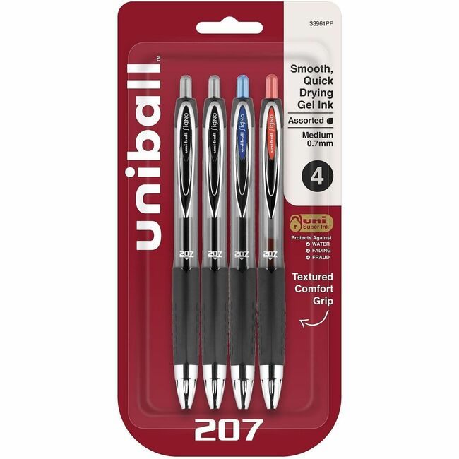 Mitsubishi Pencil Co. / uni-ball Pen Gel 207 Rtrct 0.7MM 4 Pack UBC33961PP