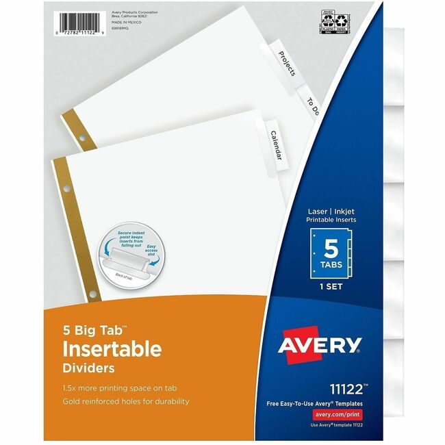 Avery Products Corporation Dividers Insert 5-TAB Clear AVE11122