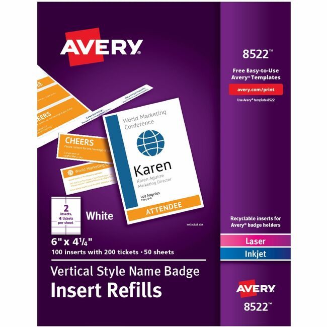 Avery Products Corporation Badge Refill 6X4 100BX AVE8522