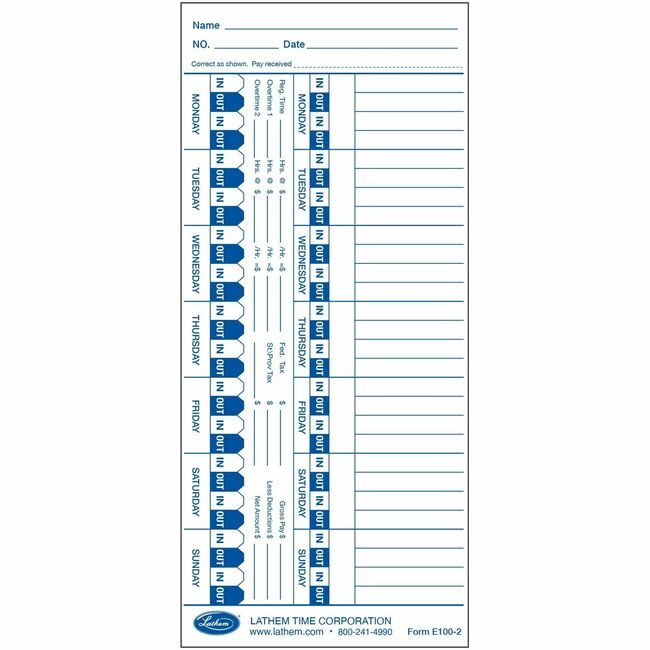 Lathem Time Timecards Universal 100 Pack LTHE100