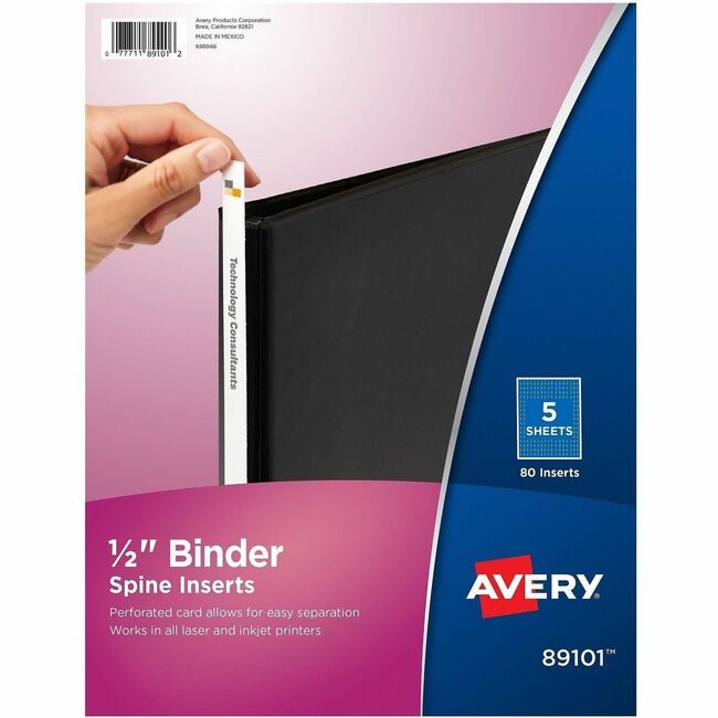 Avery Products Corporation Inserts Spine Binder .5"-WE AVE89101