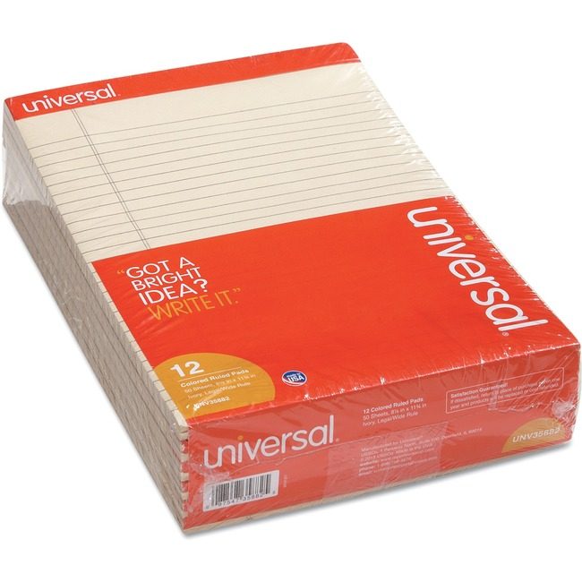 Universal Office Products Pad Lgl Ruld 8.5X11 Iy UNV35882