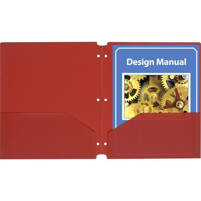 C-Line Products Folder Poly 3-HLE Red 25/BX CLI32934