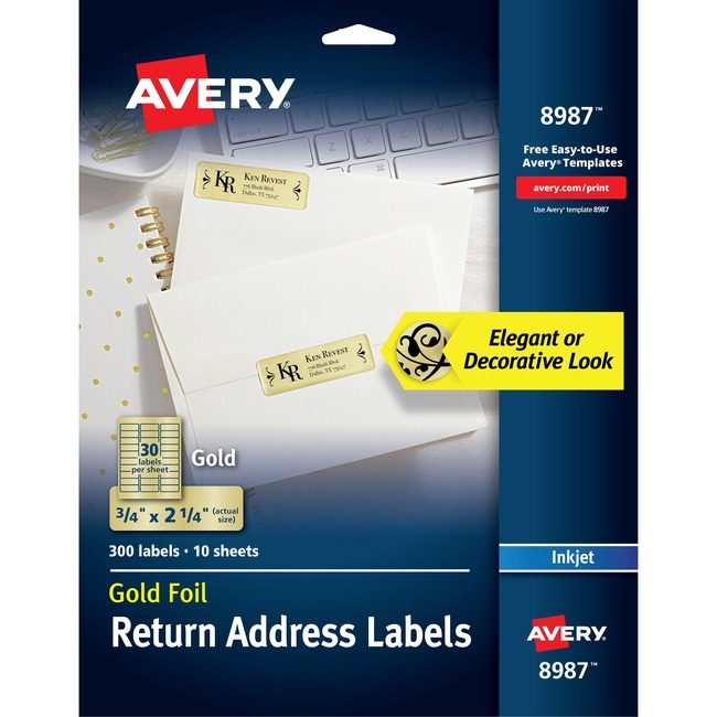 Avery Products Corporation Label Foil Gold 30UP AVE08987