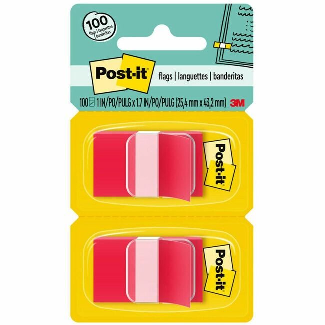 3M Company Flags Post-It 1" 100 Count Red MMM680-RD2
