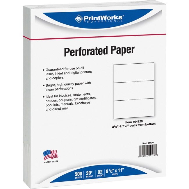 Paris Corporation PrintWorks Professional Paper 2 PERFS 20# We PRB04120