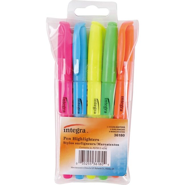 Integra Highlighter Pen Chisel 5 Pack ITA36180