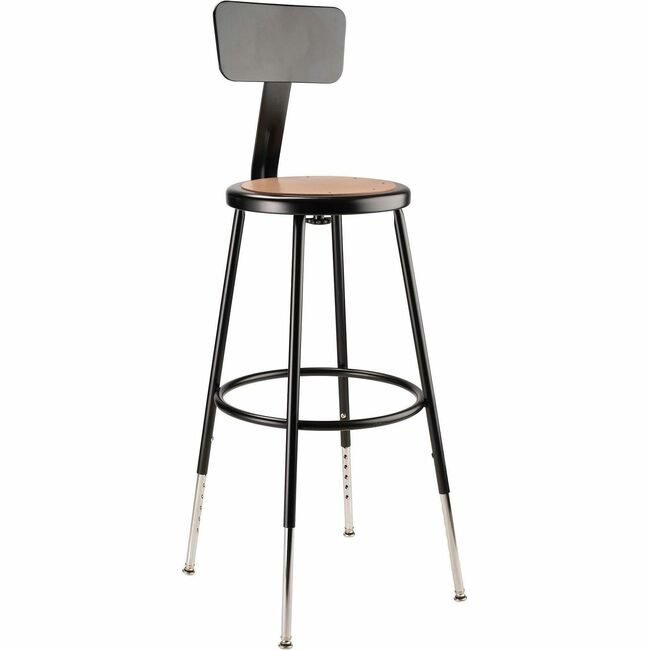 National Public Seating Stool 25-33IN Wood Back Black NPS6224HB10