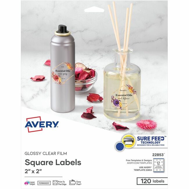 Avery Products Corporation Labels Squr 2X2 12UP Glsclr AVE22853