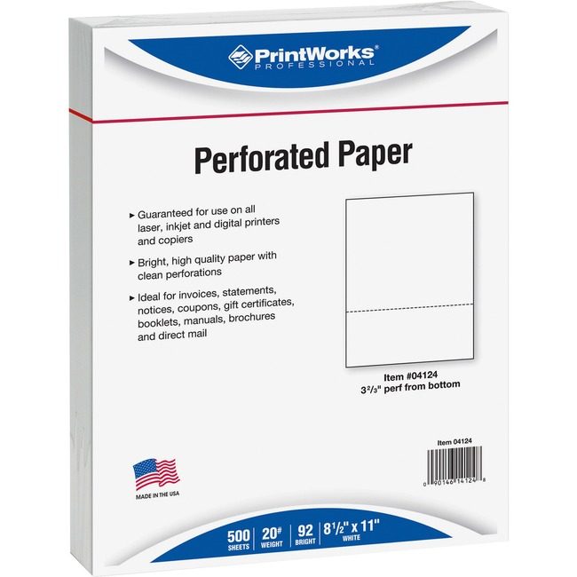 Paris Corporation PrintWorks Professional Paper Perf 3 2/3 20# We PRB04124