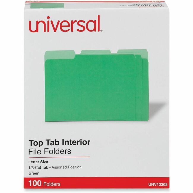Universal Office Products Folder Intr 1/3CUT Letter Green UNV12302