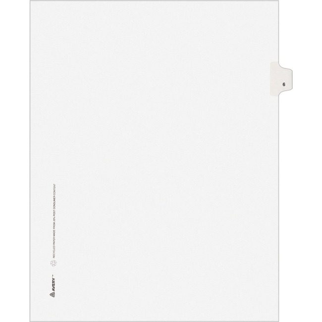 Avery Products Corporation Dividers Index Sidetab 6 AVE11916