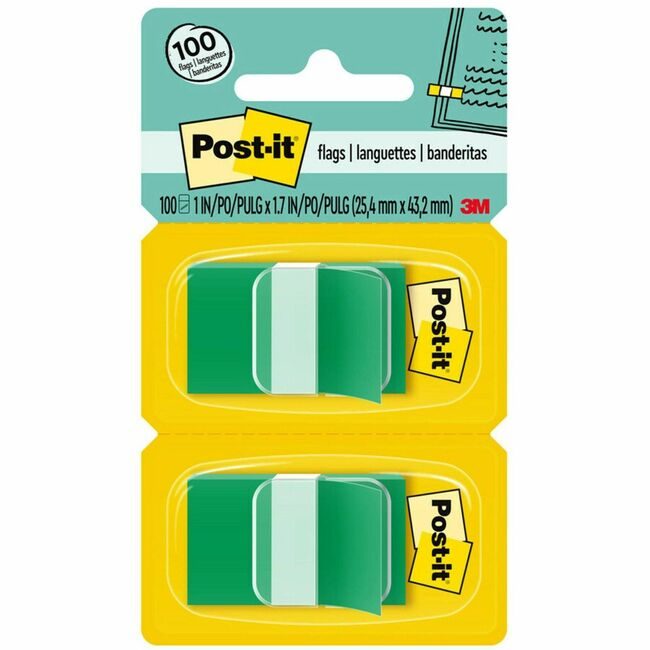 3M Company Flags Post-It 1" 100 Count Green MMM680-GN2