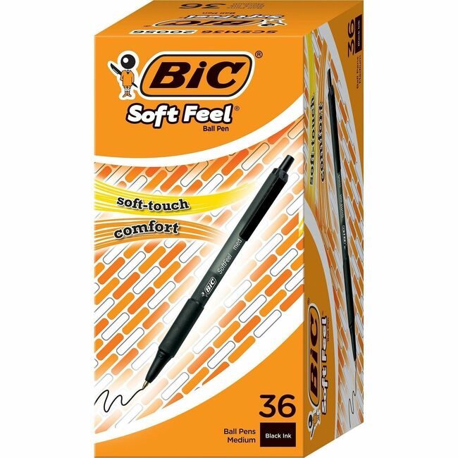 BIC Corporation Pen Softfeel Bp Medium Black 36 Count BICSCSM361BK