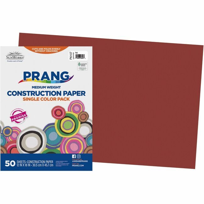 Pacon Corporation Paper Constrc 12X18 Red 50SH PAC6107