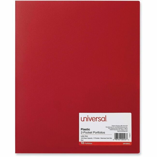 Universal Office Products Folder Pckt Poly 10 Pack Red UNV20543
