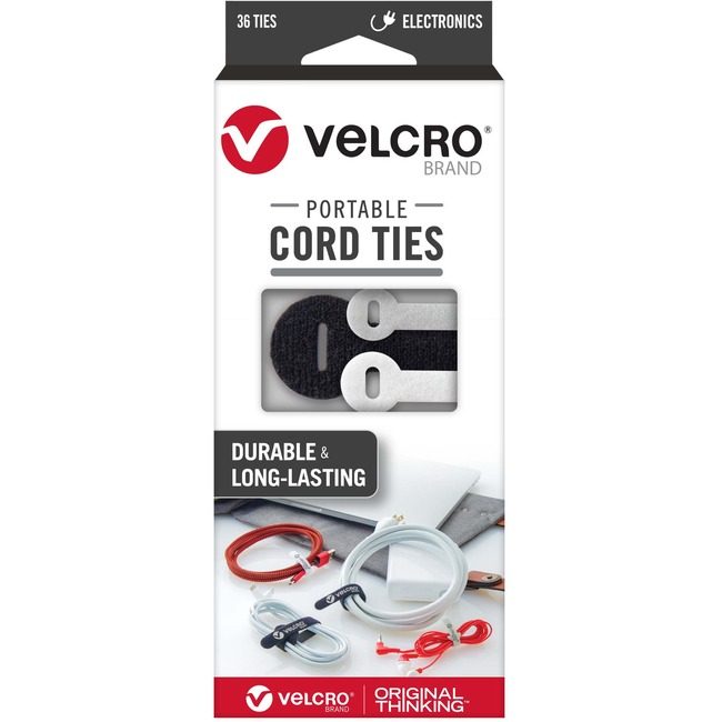 VELCRO Brand Velcro Companies Brand Cord Ties Poratble Assorted 36 Count VEK30817