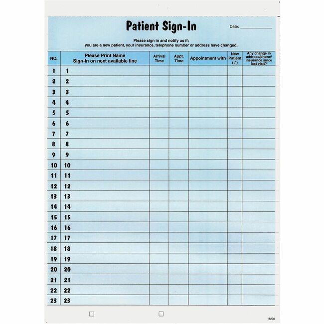 Tabbies Form Sign-In Patient Blue TAB14531