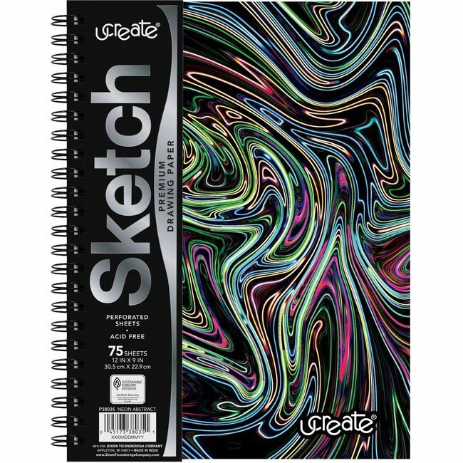 Pacon Corporation Book Sktch Neonsqggls Hwt 75PG PACP38035