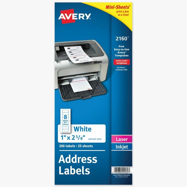 Avery Products Corporation Label Ezpeel Lsr/Inkj 1X2.6 AVE2160